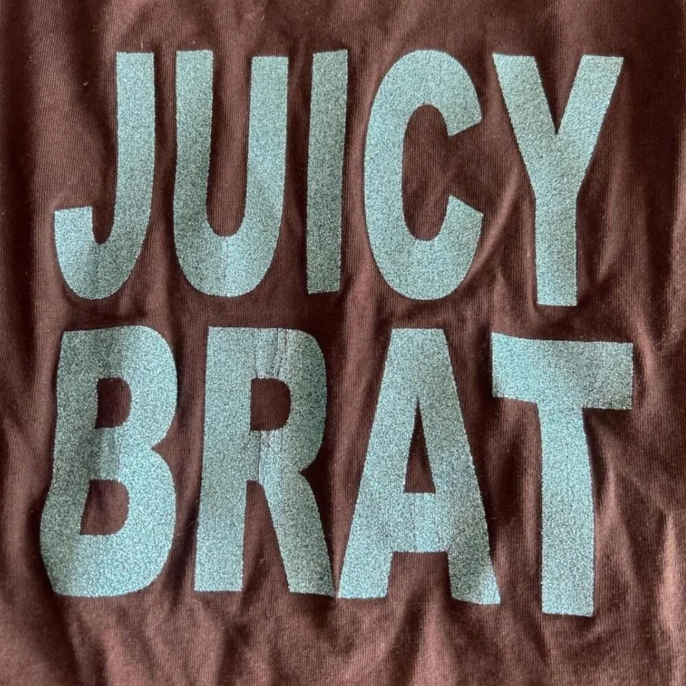 RARE Vintage Juicy Couture "Juicy Brat" Long Sleeve Top with Glitter Text - Picture 2 of 4